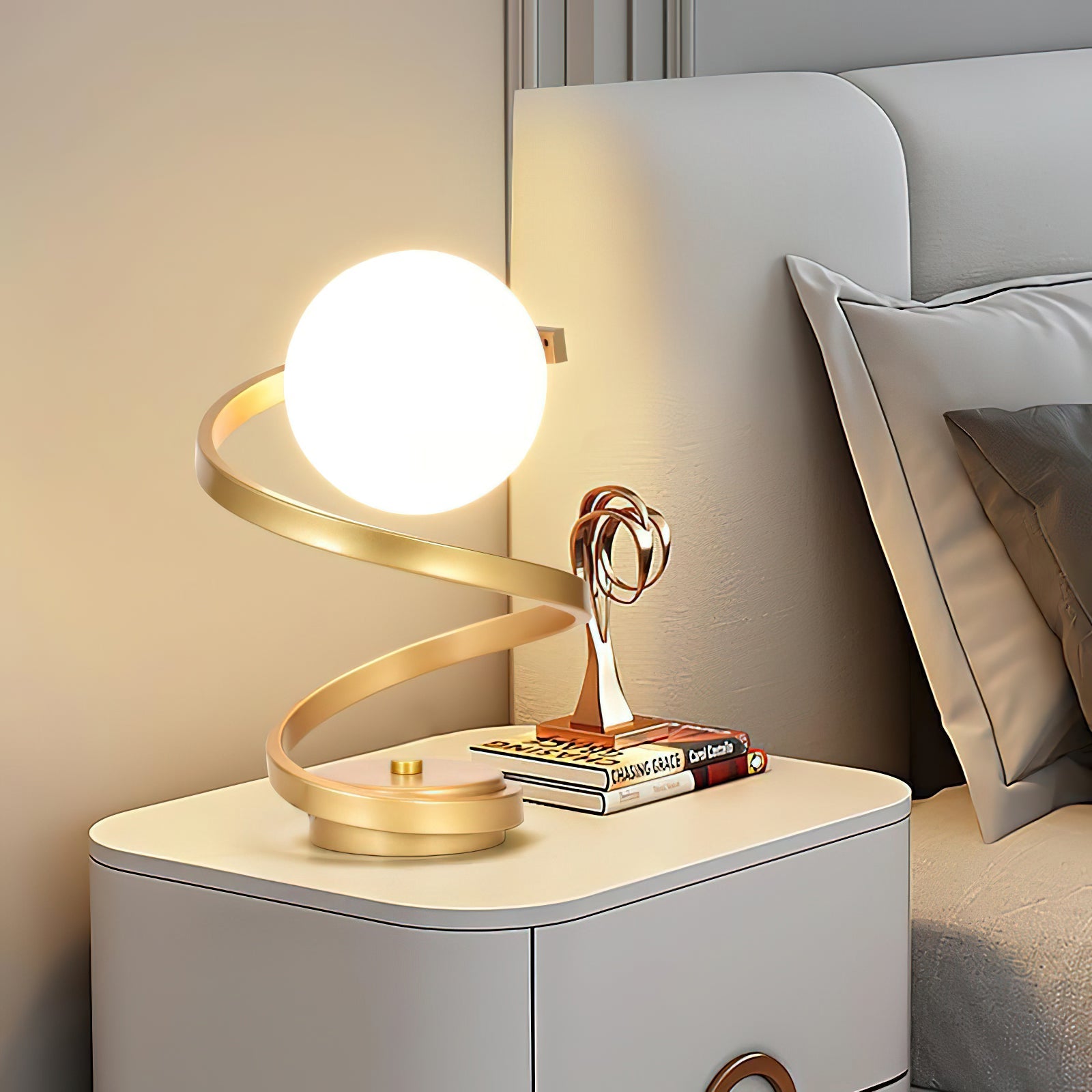 Table Lamp Spiral LED Bedside Glass | Globe