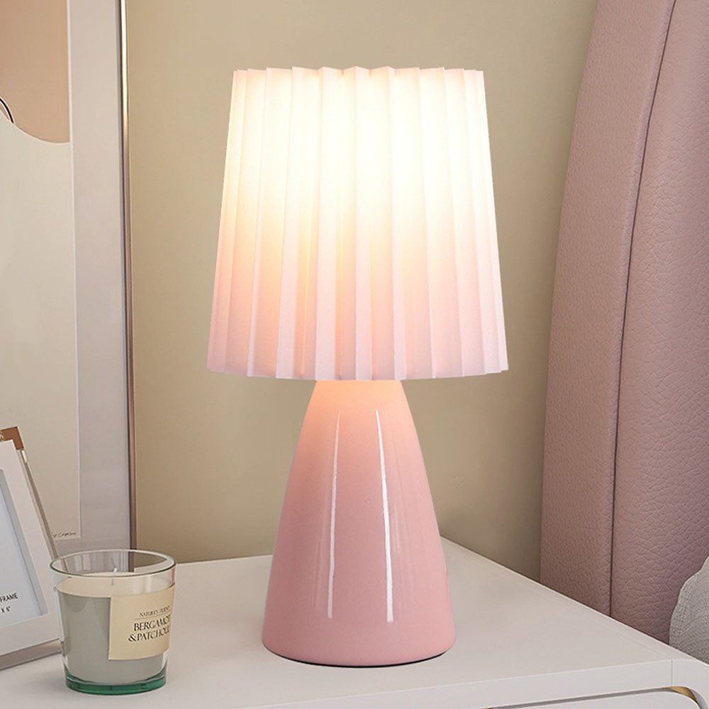 Table Lamps Bedside Pleated Shade | Ceramic Base