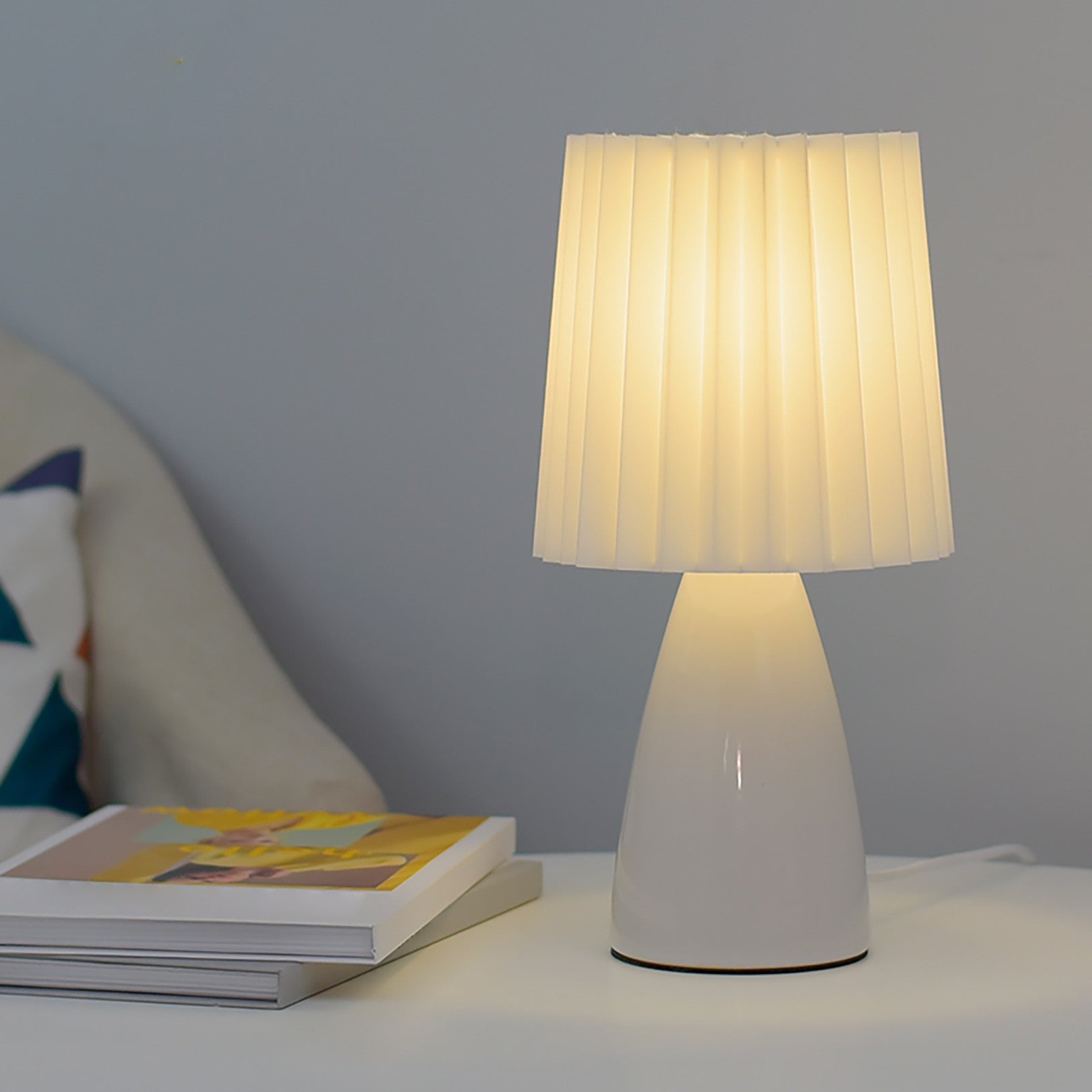 Table Lamps Bedside Pleated Shade | Ceramic Base