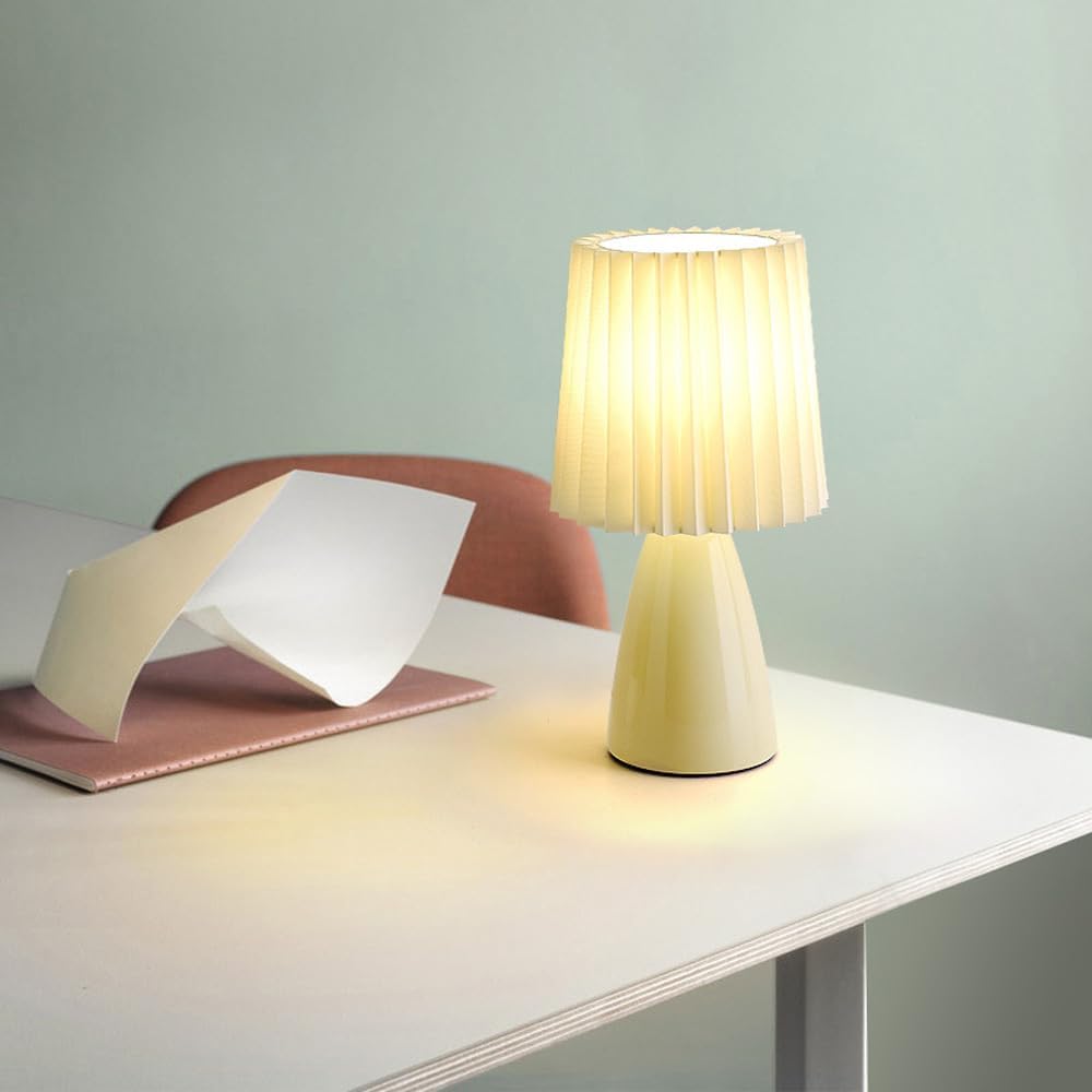 Table Lamps Bedside Pleated Shade | Ceramic Base
