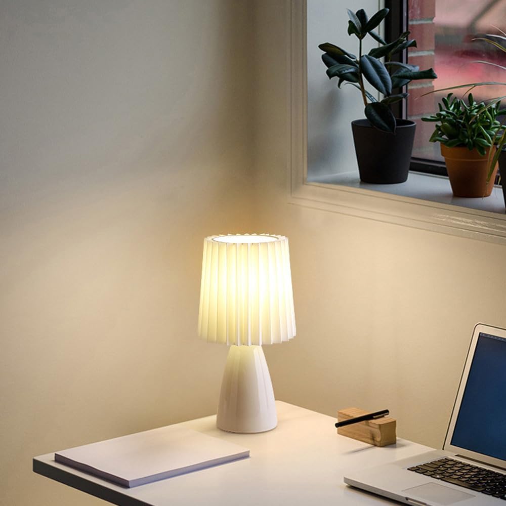 Table Lamps Bedside Pleated Shade | Ceramic Base