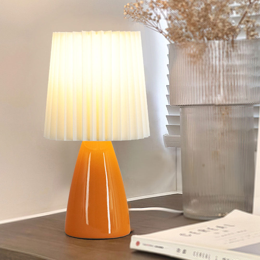 Table Lamps Bedside Pleated Shade | Ceramic Base
