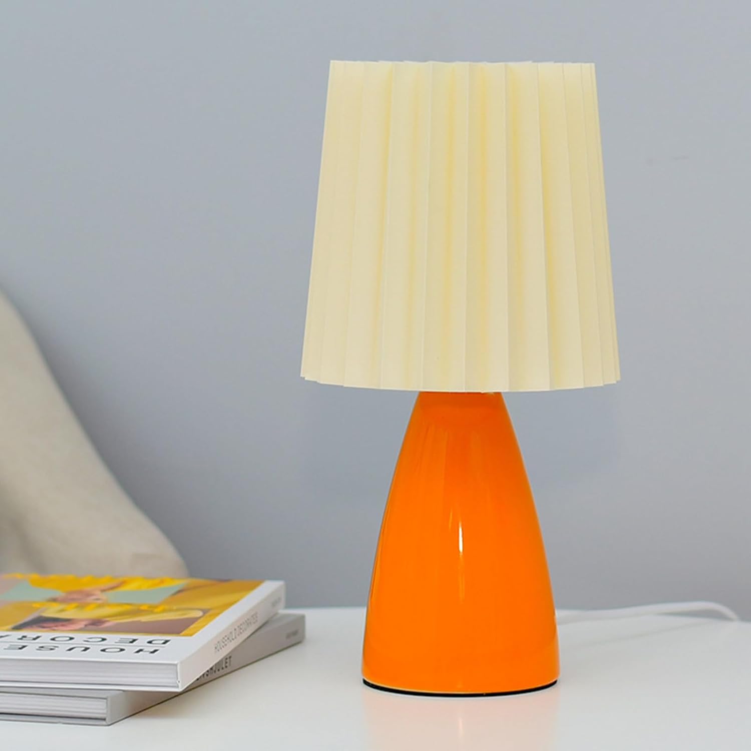 Table Lamps Bedside Pleated Shade | Ceramic Base