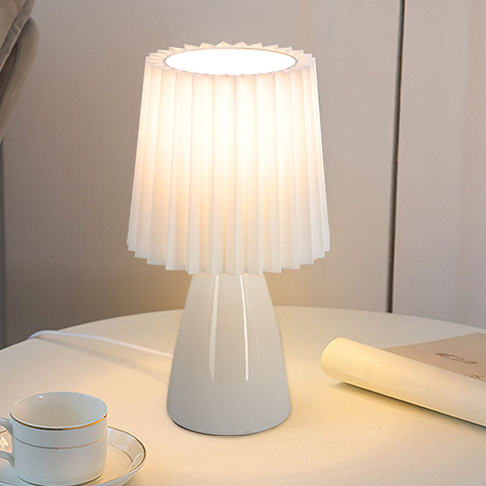 Table Lamps Bedside Pleated Shade | Ceramic Base