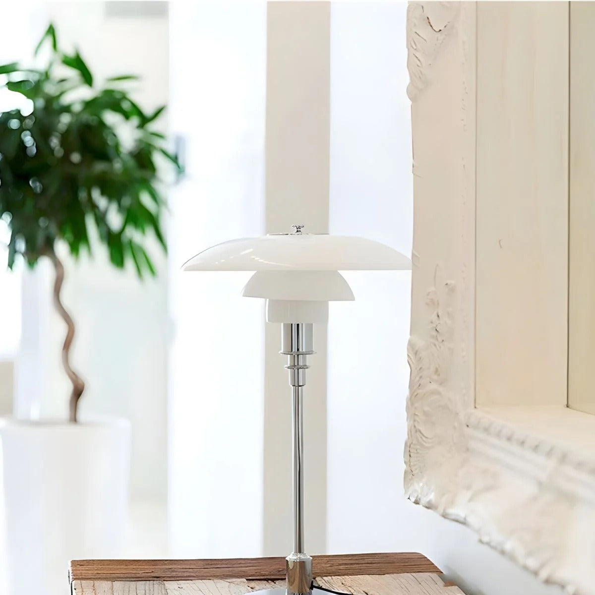 Table Lamps Modern Tiered Shade for Bedroom or Living Room | LED Light