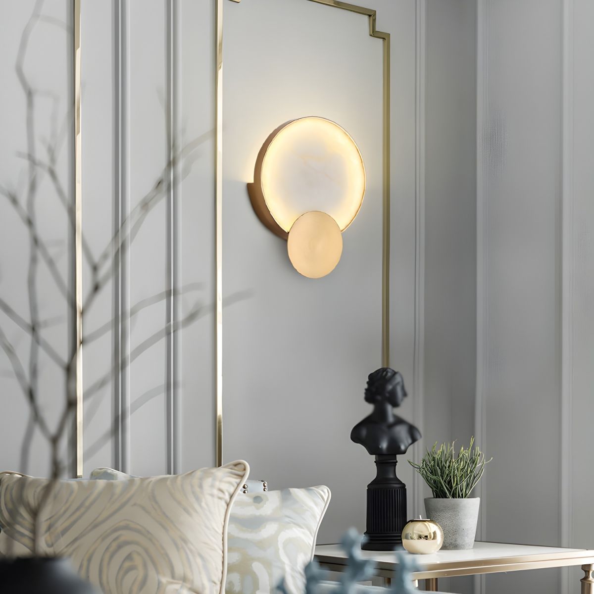 Wall Light LED Round Stone Effect | Bedroom Living Room