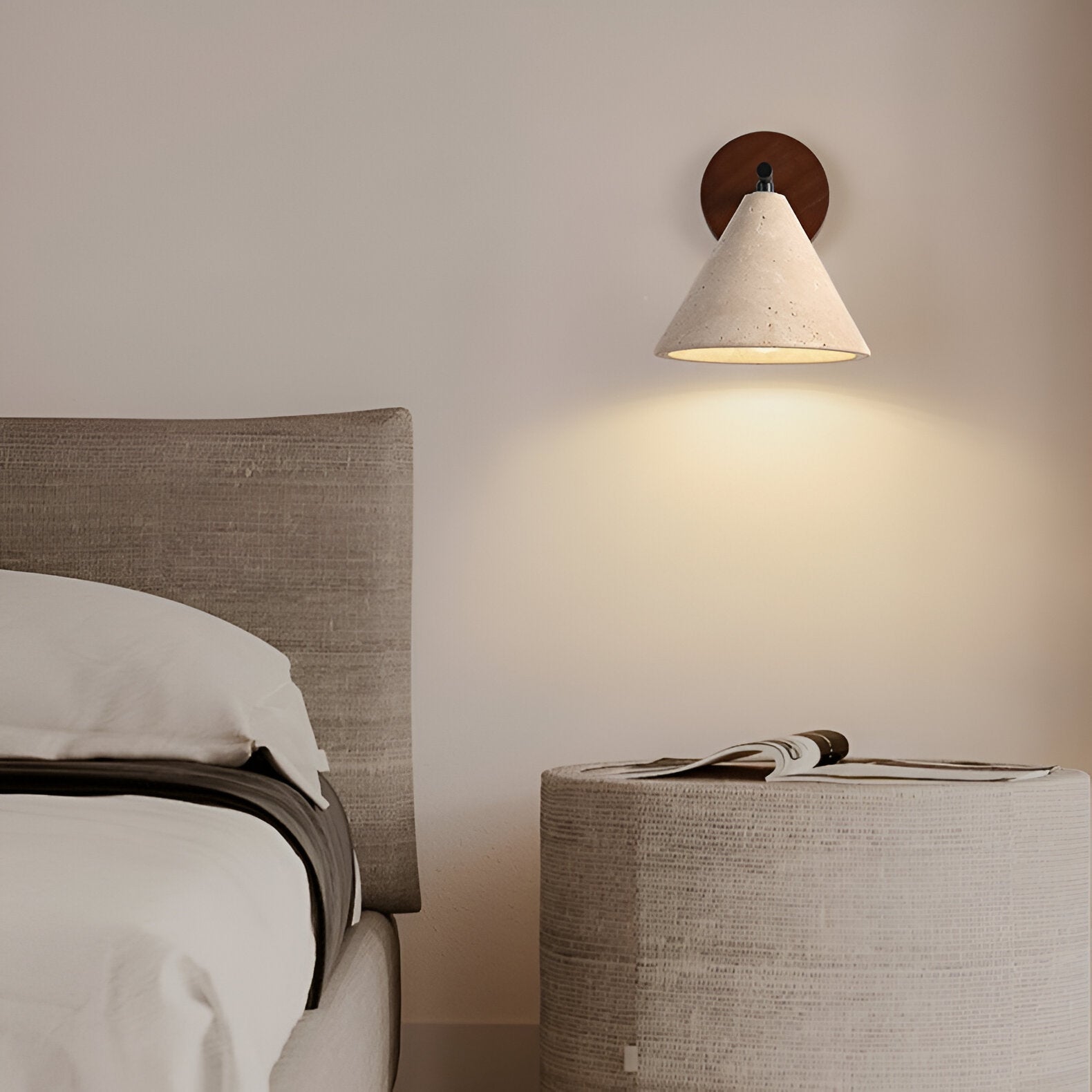 Wall Lights Modern Stone Cone | Wooden Base