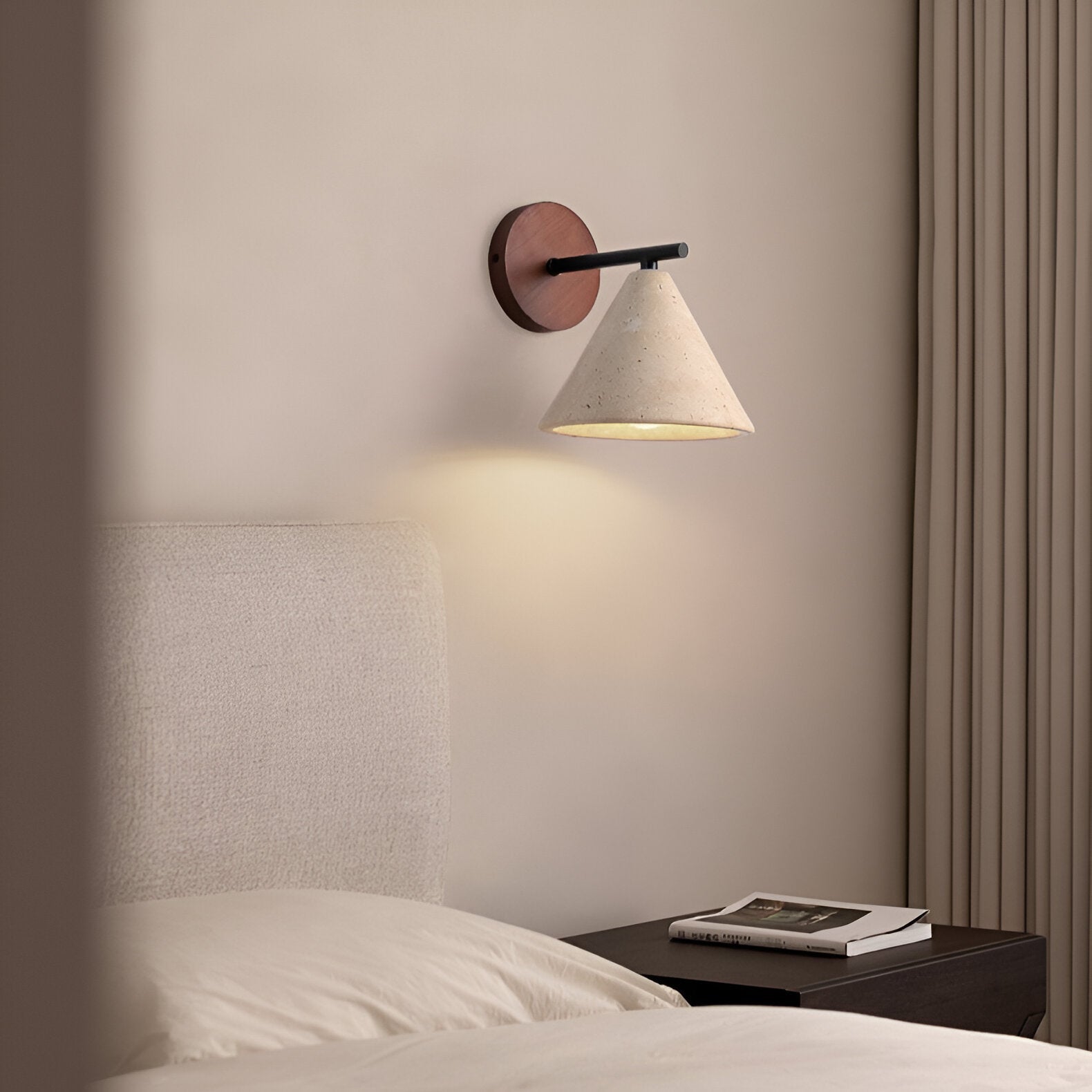 Wall Lights Modern Stone Cone | Wooden Base