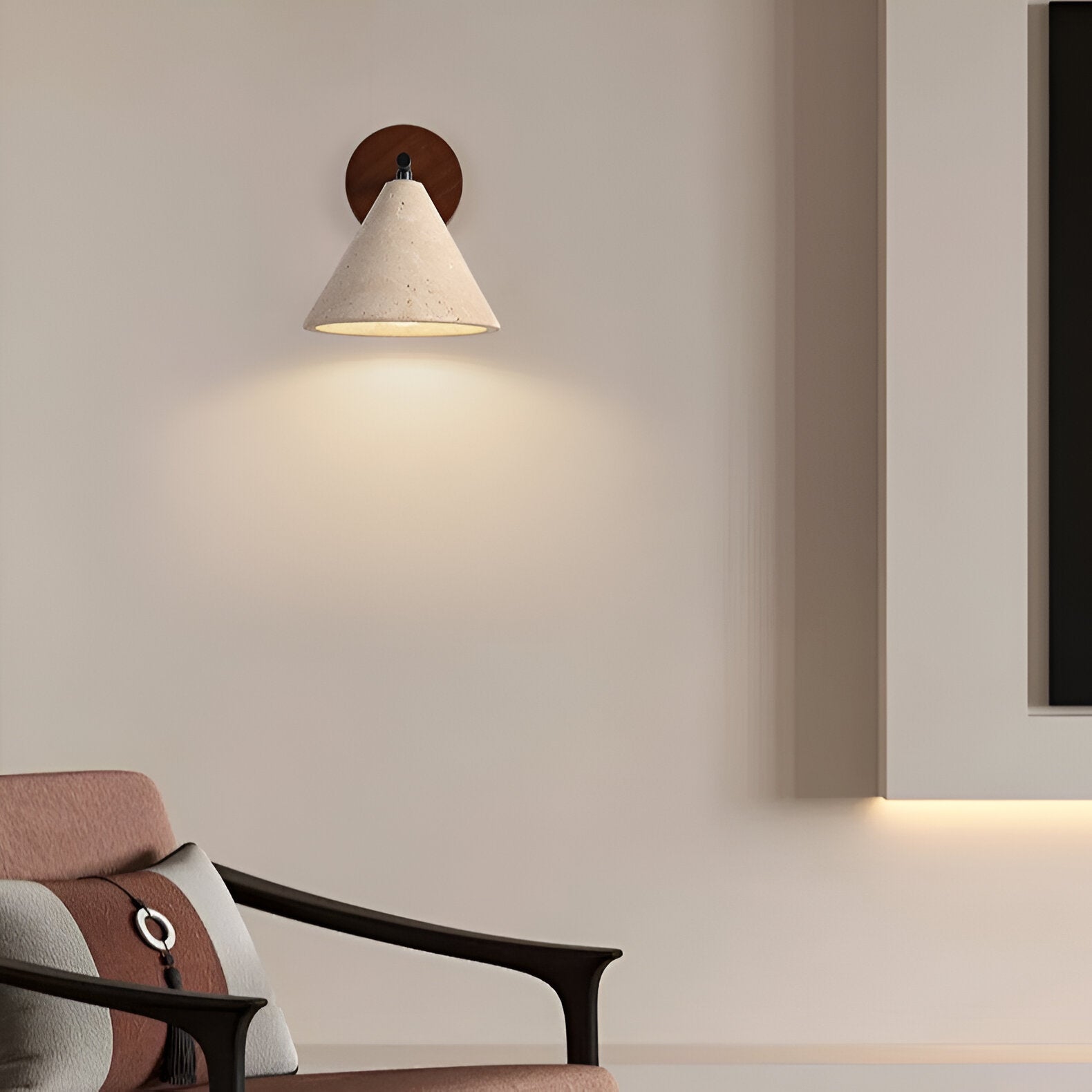 Wall Lights Modern Stone Cone | Wooden Base