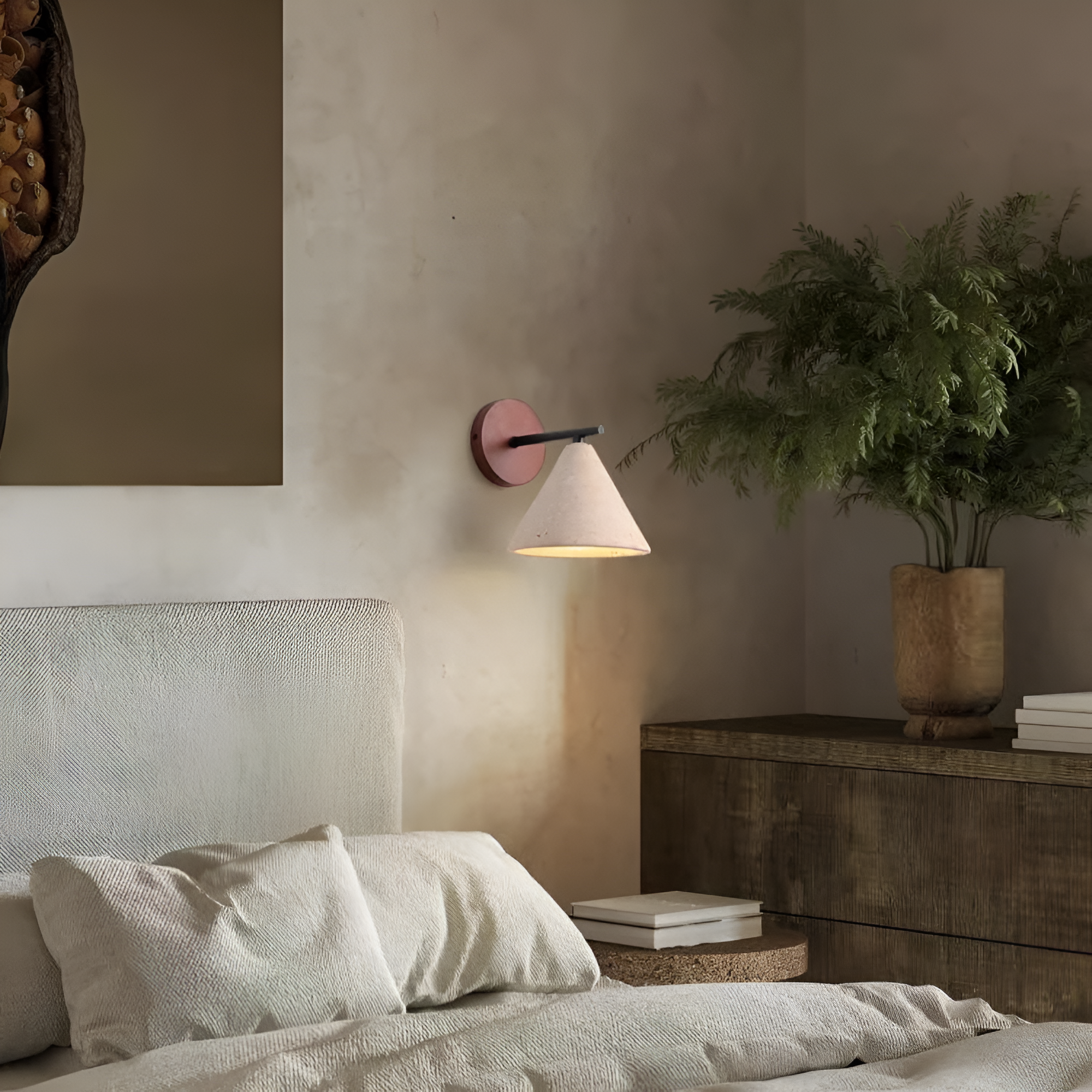 Wall Lights Modern Stone Cone | Wooden Base