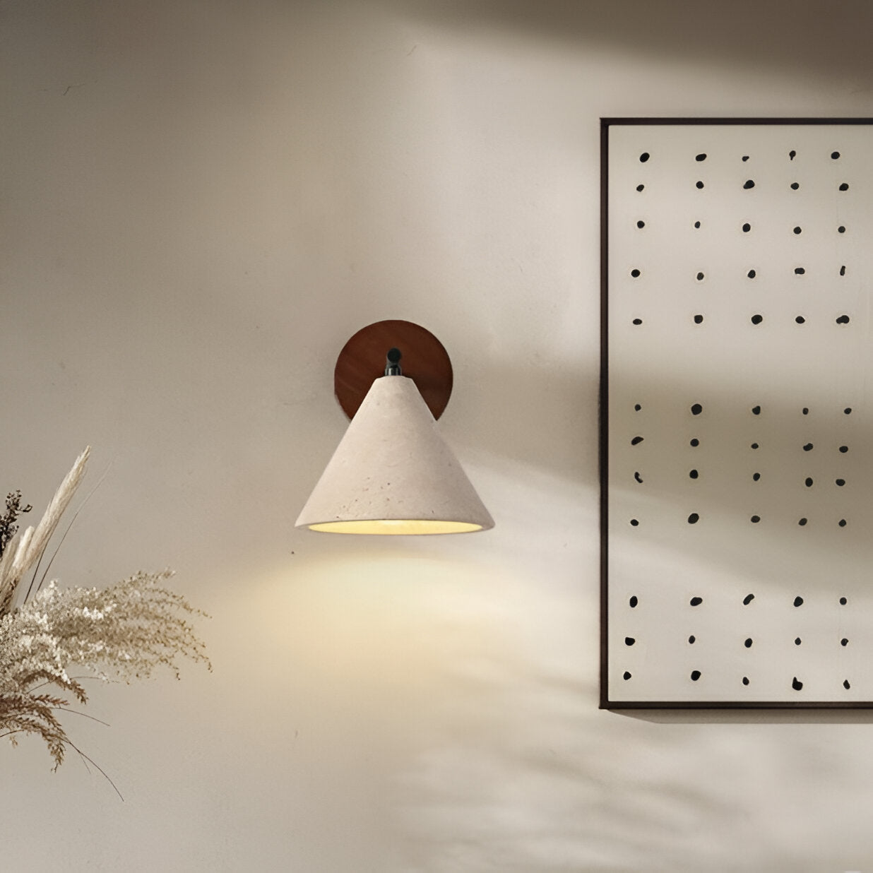 Wall Lights Modern Stone Cone | Wooden Base