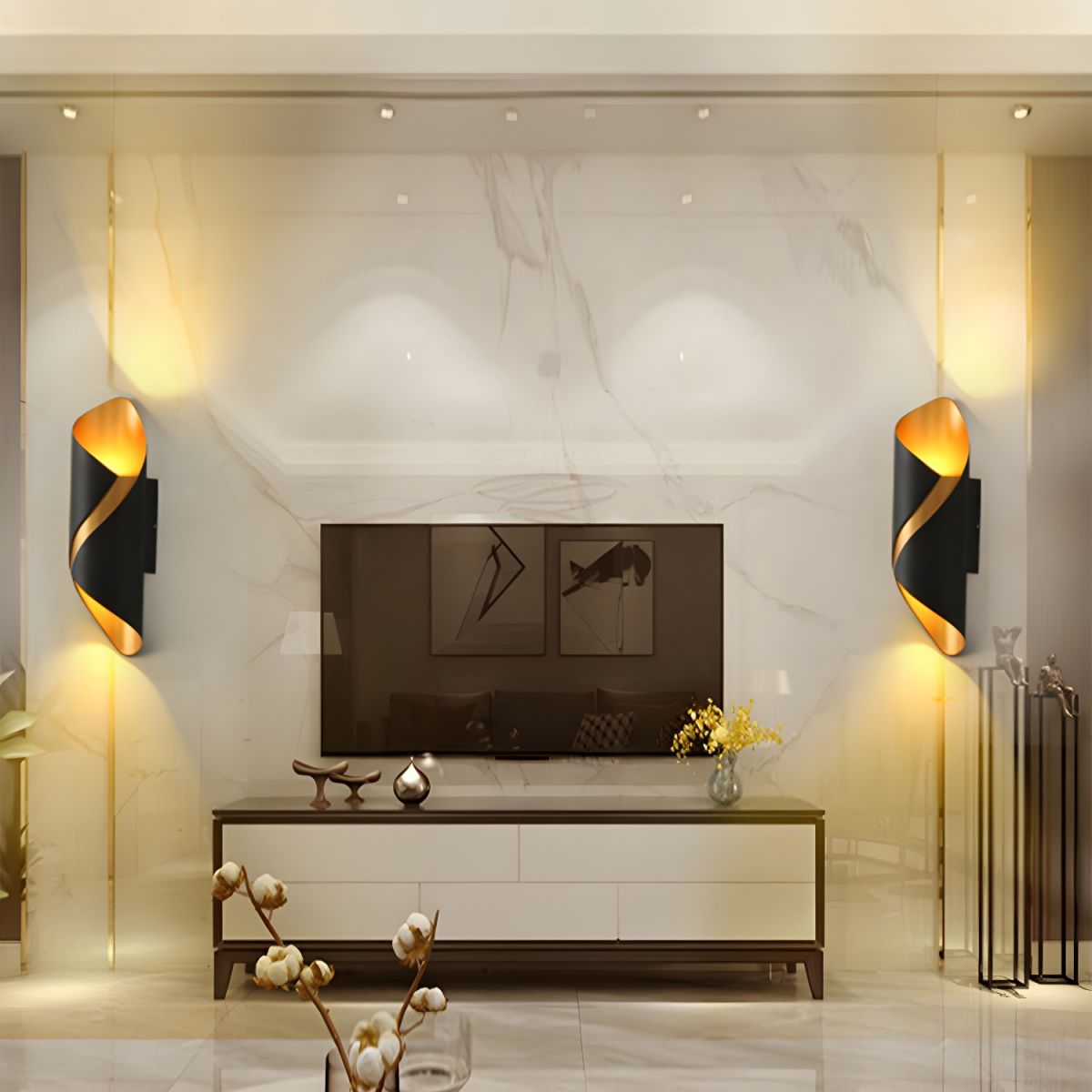 Wall Sconces Curved LED Lounge | Twisted Modern Design