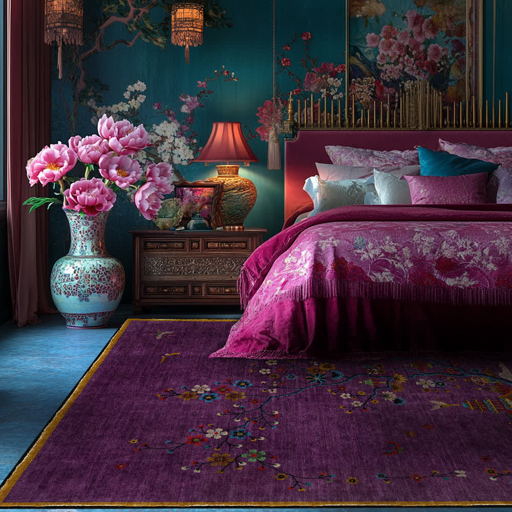 Washable Carpet Floral Pattern Anti Slip Living Room | Vintage