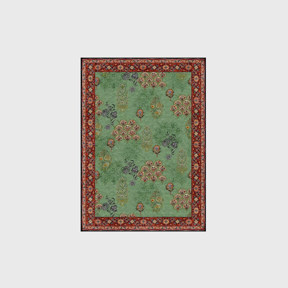 Washable Carpet Large Living Room Green | Vintage
