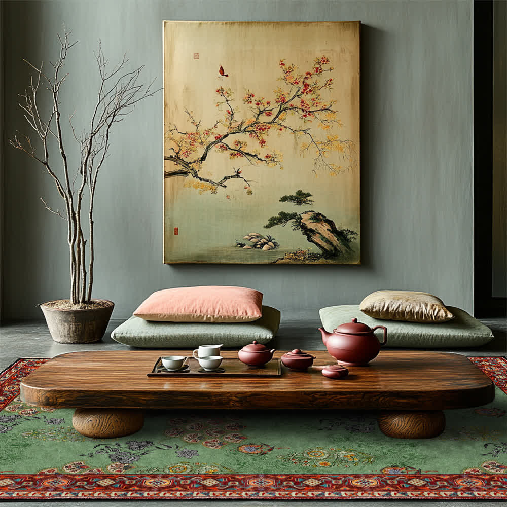 Washable Carpet Large Living Room Green | Vintage