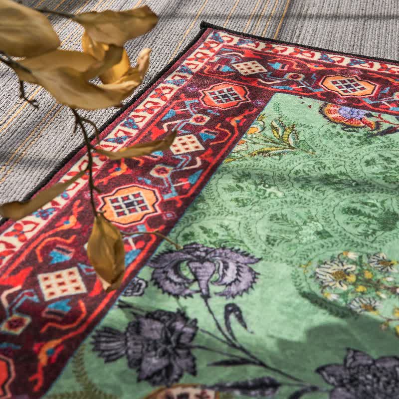 Washable Carpet Large Living Room Green | Vintage