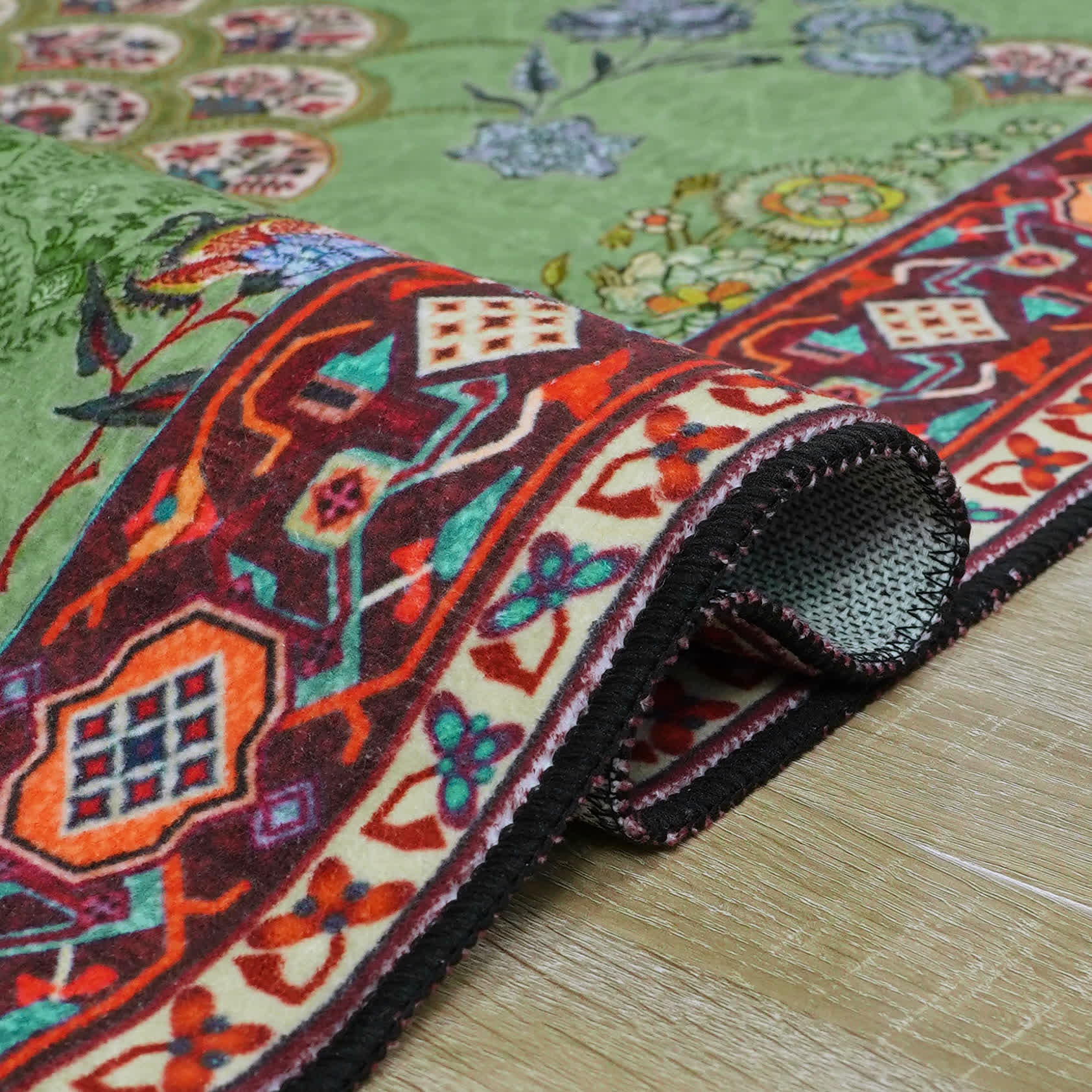 Washable Carpet Large Living Room Green | Vintage