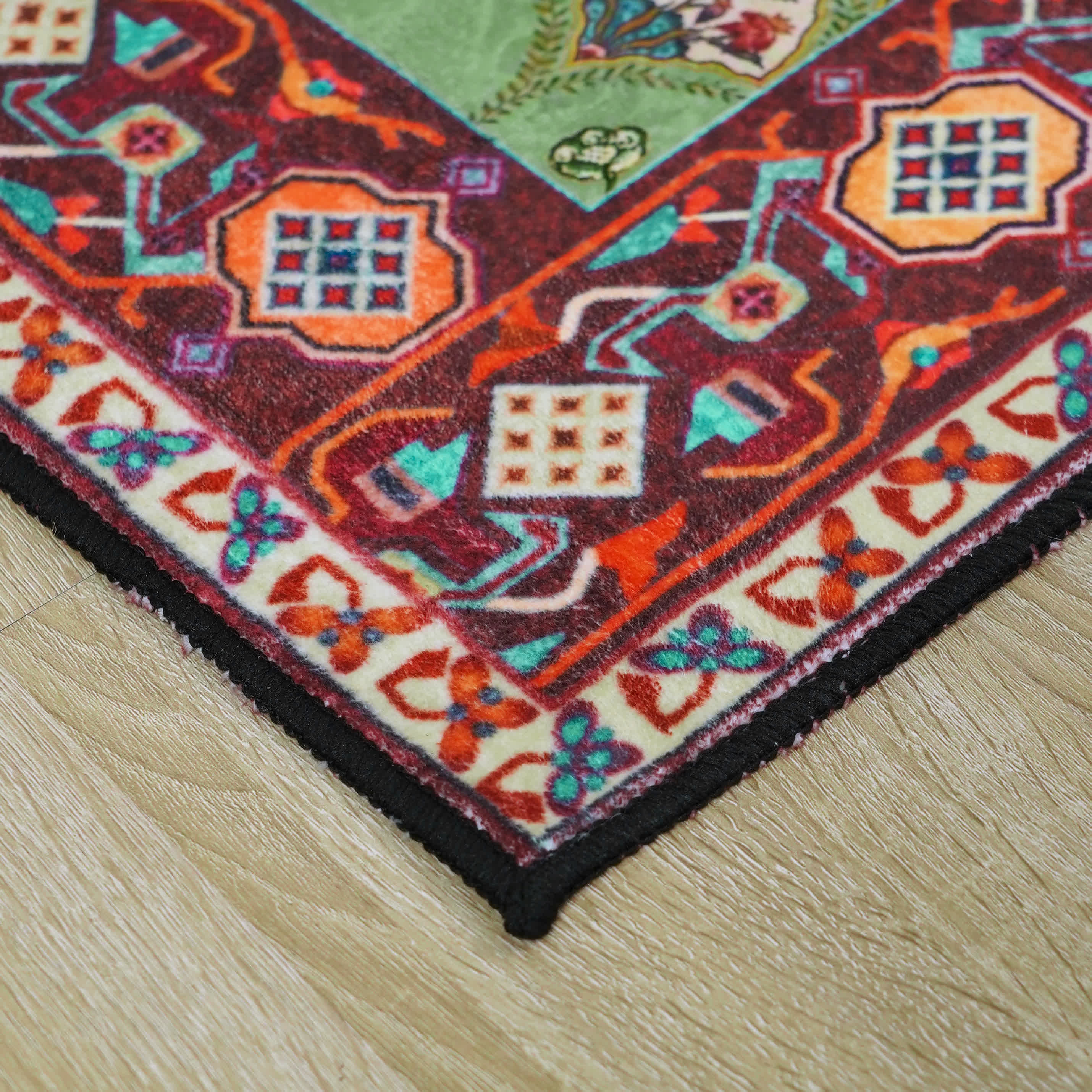 Washable Carpet Large Living Room Green | Vintage