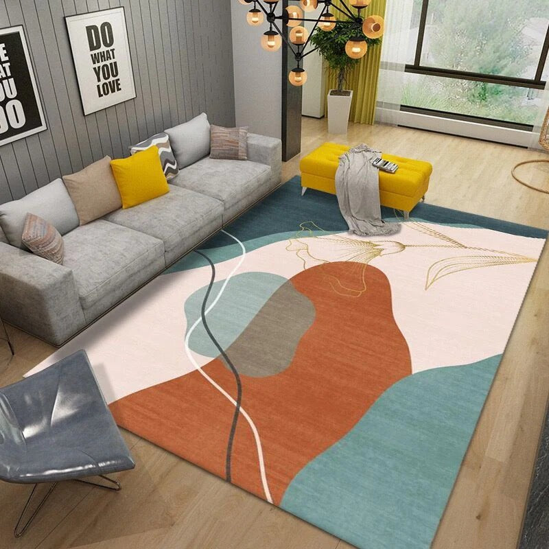 Washable Carpet Modern Living Room Abstract Pattern | Large