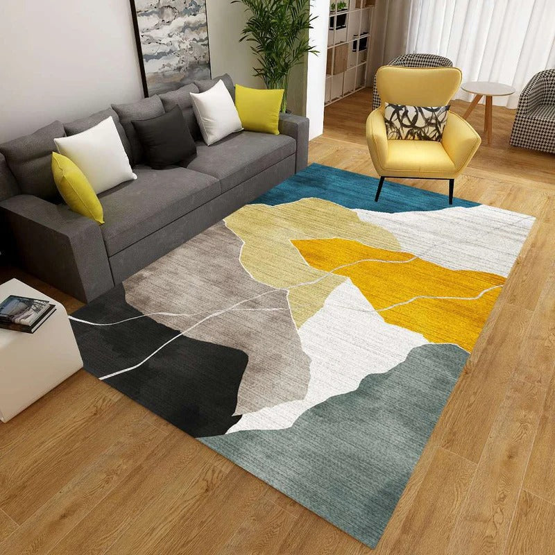 Washable Carpet Modern Living Room Abstract Pattern | Large