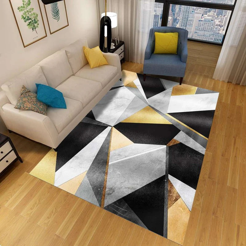 Washable Carpet Modern Living Room Abstract Pattern | Large
