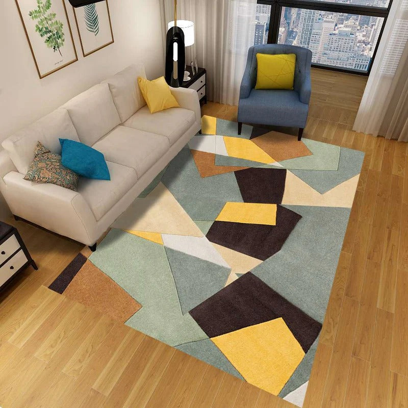 Washable Carpet Modern Living Room Abstract Pattern | Large