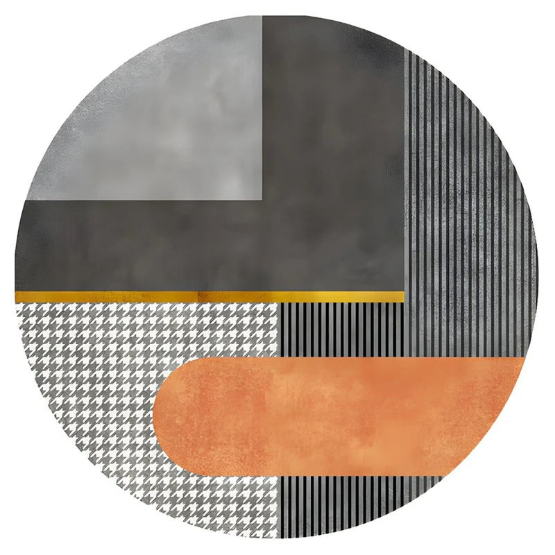 Washable Carpet Round Living Room Geometric Pattern | Modern