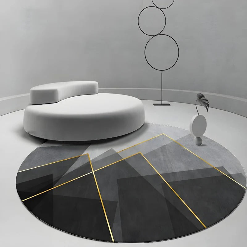 Washable Carpet Round Living Room Geometric Pattern | Modern