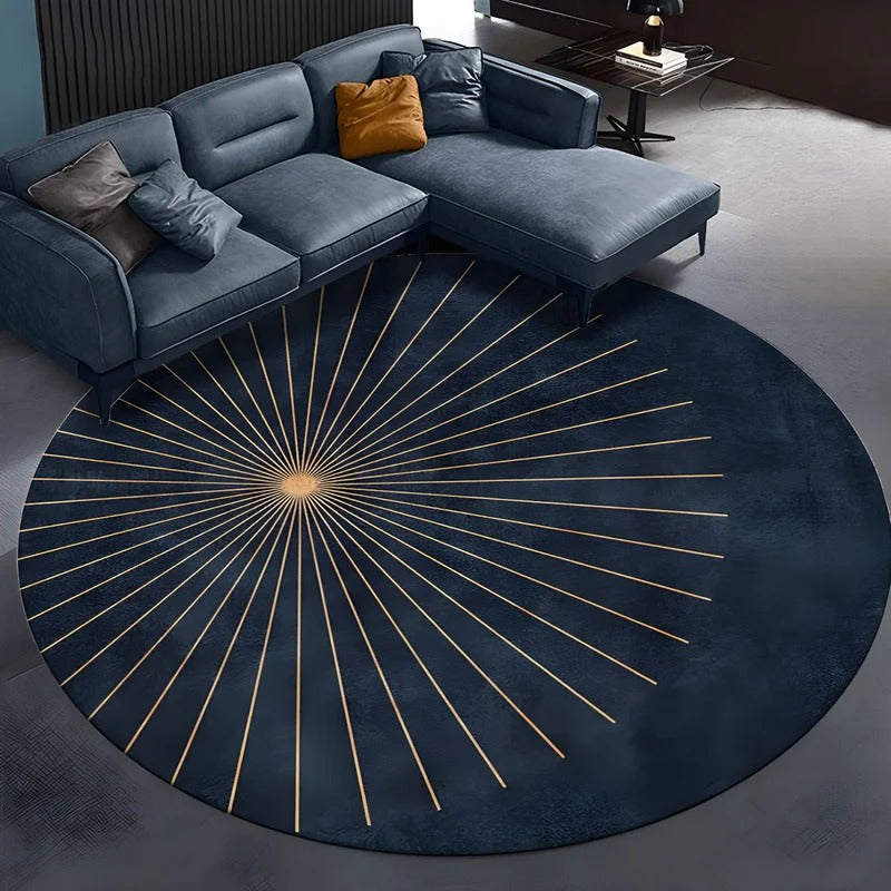 Washable Carpet Round Living Room Geometric Pattern | Modern
