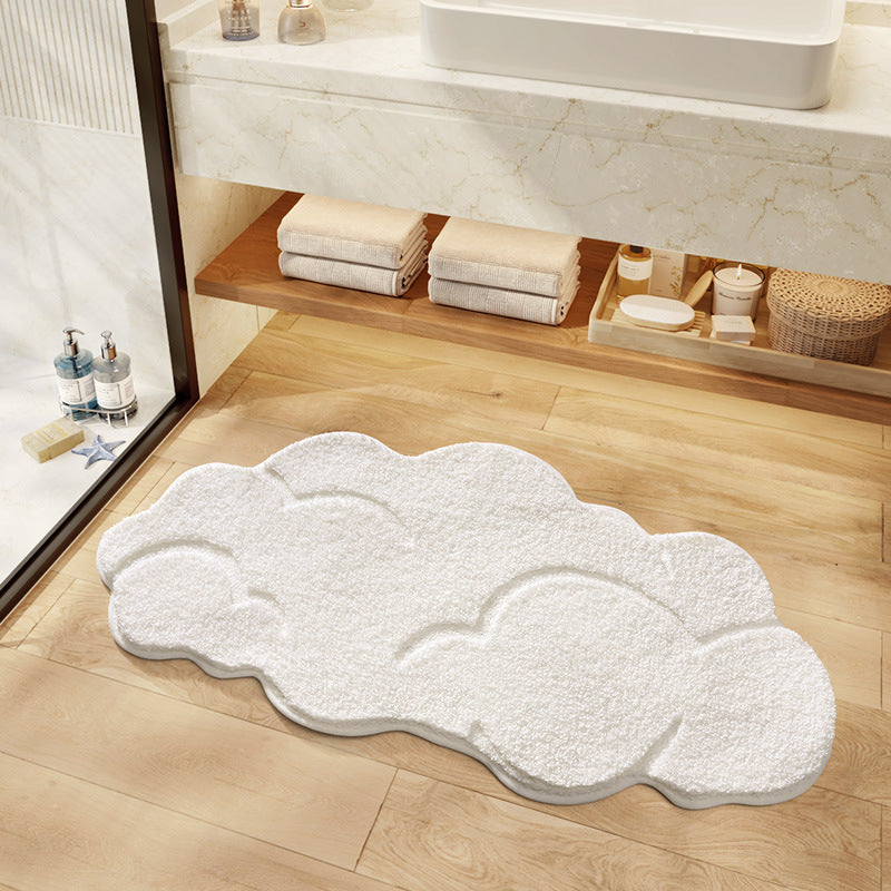 Washable Rugs Fluffy Cloud Shape | White