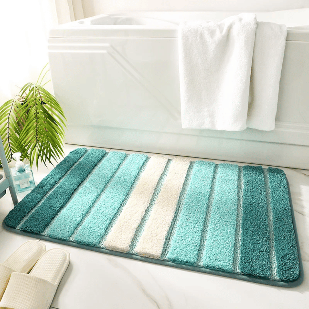Washable Rugs Fluffy Striped Design | Bathroom