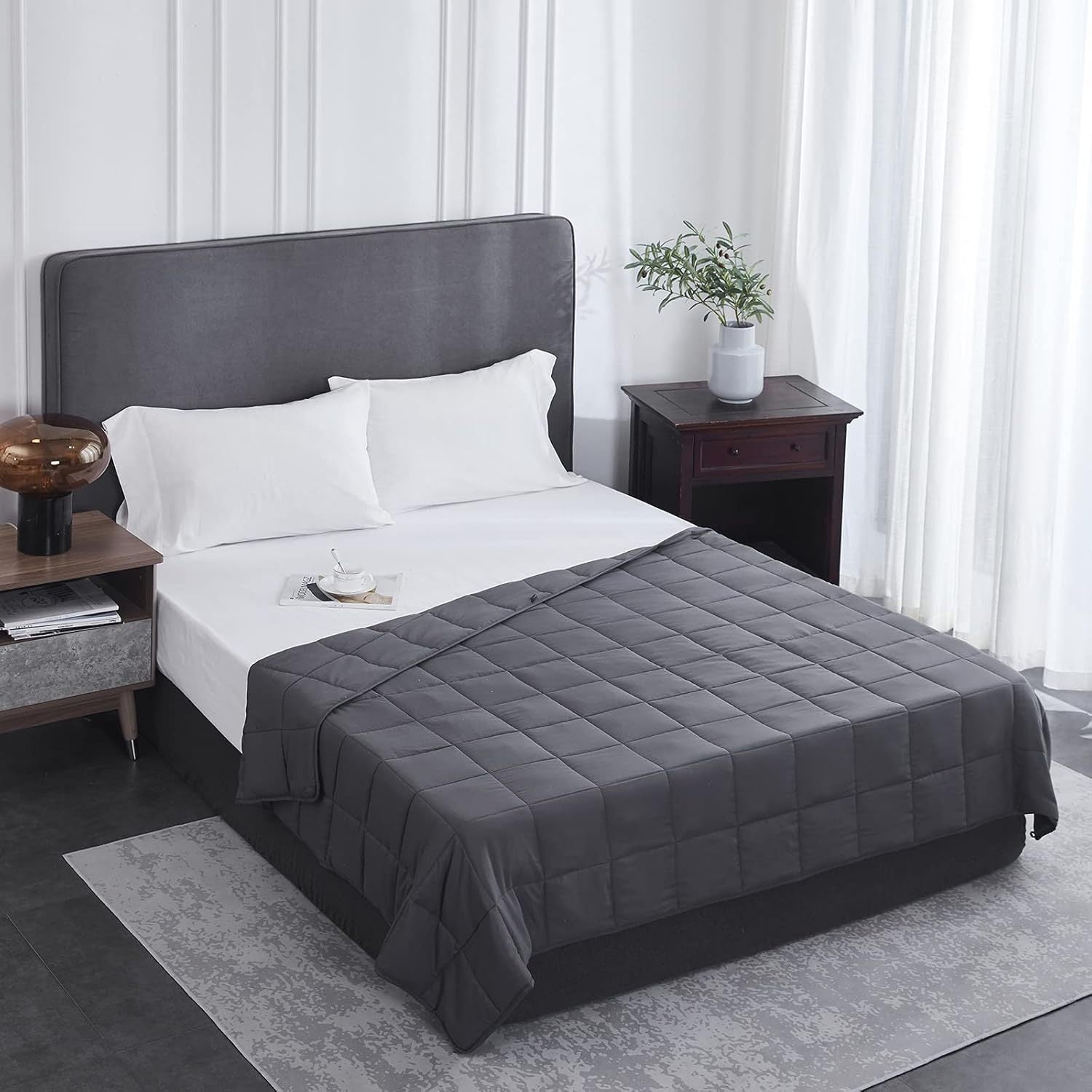 Weighted Blanket Quilted Bed | Dark Grey