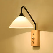 Wooden Wall Light With Cone Shade | Modern