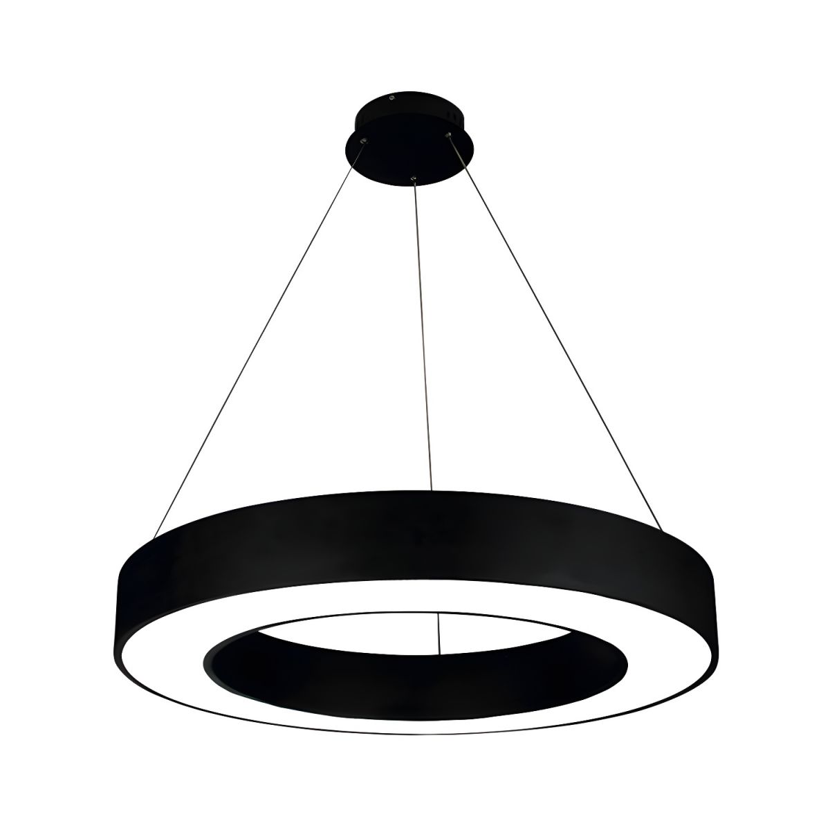 Black Ring LED Hanging Pendant Light for Living Room | Modern
