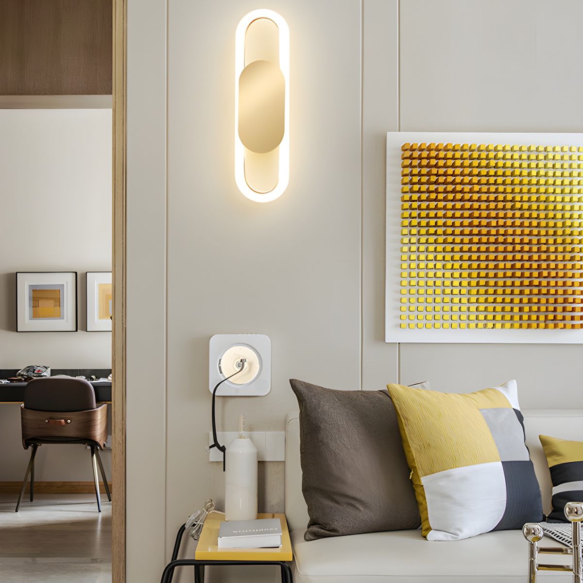 Capsule Oval LED Wall Light for Living Room | Modern