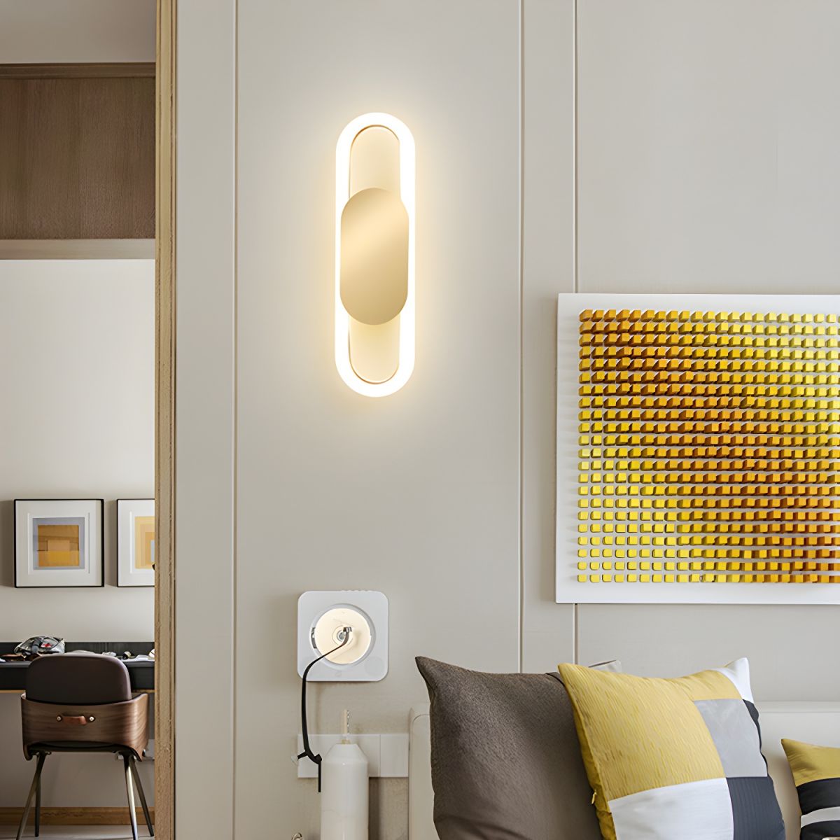 Capsule Oval LED Wall Light for Living Room | Modern