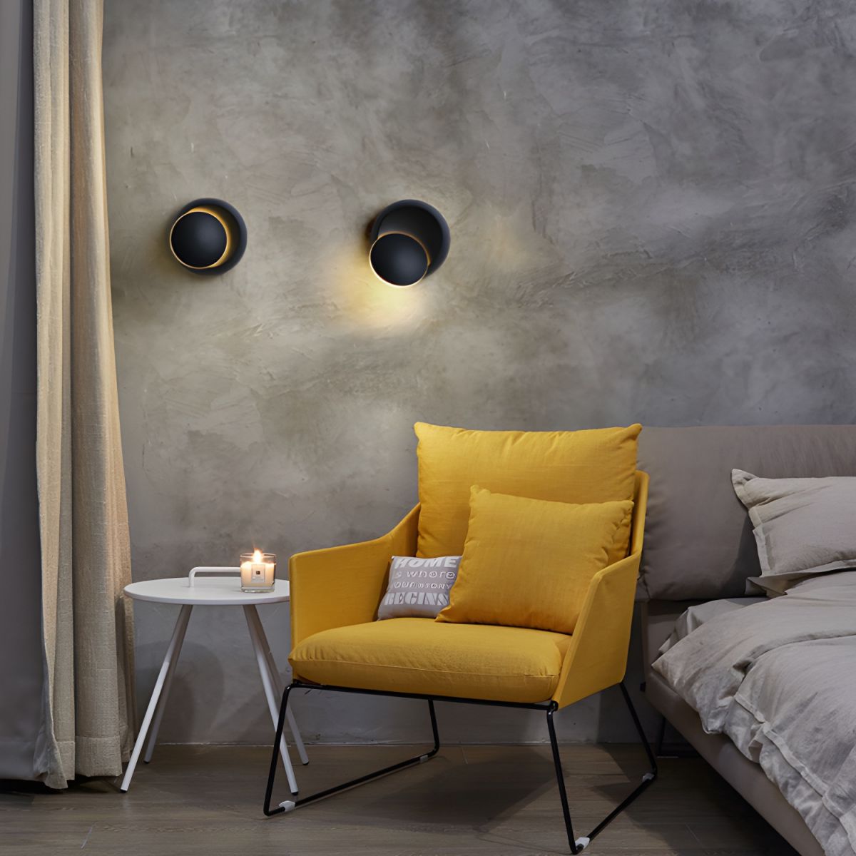 Crescent Moon Rotating Disc LED Wall Light | Minimalist