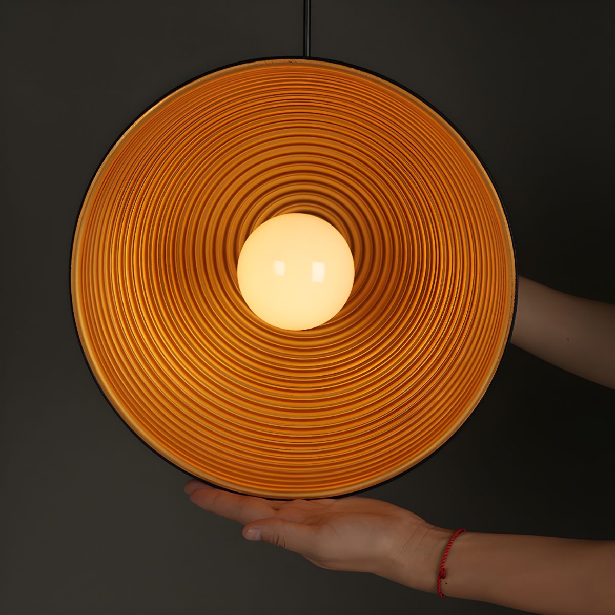 Dome Hanging Pendant Light Ribbed Interior | Living Room