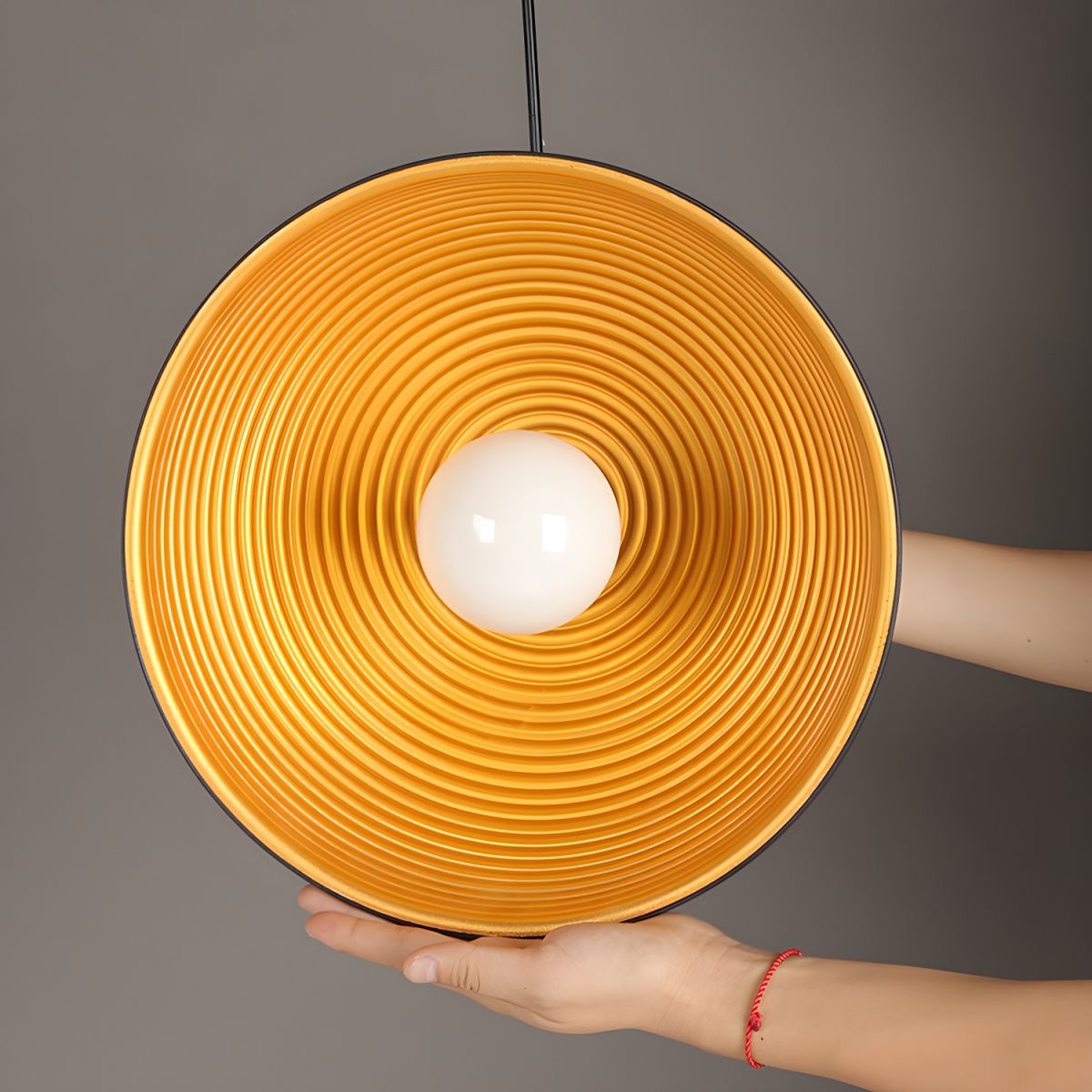 Dome Hanging Pendant Light Ribbed Interior | Living Room