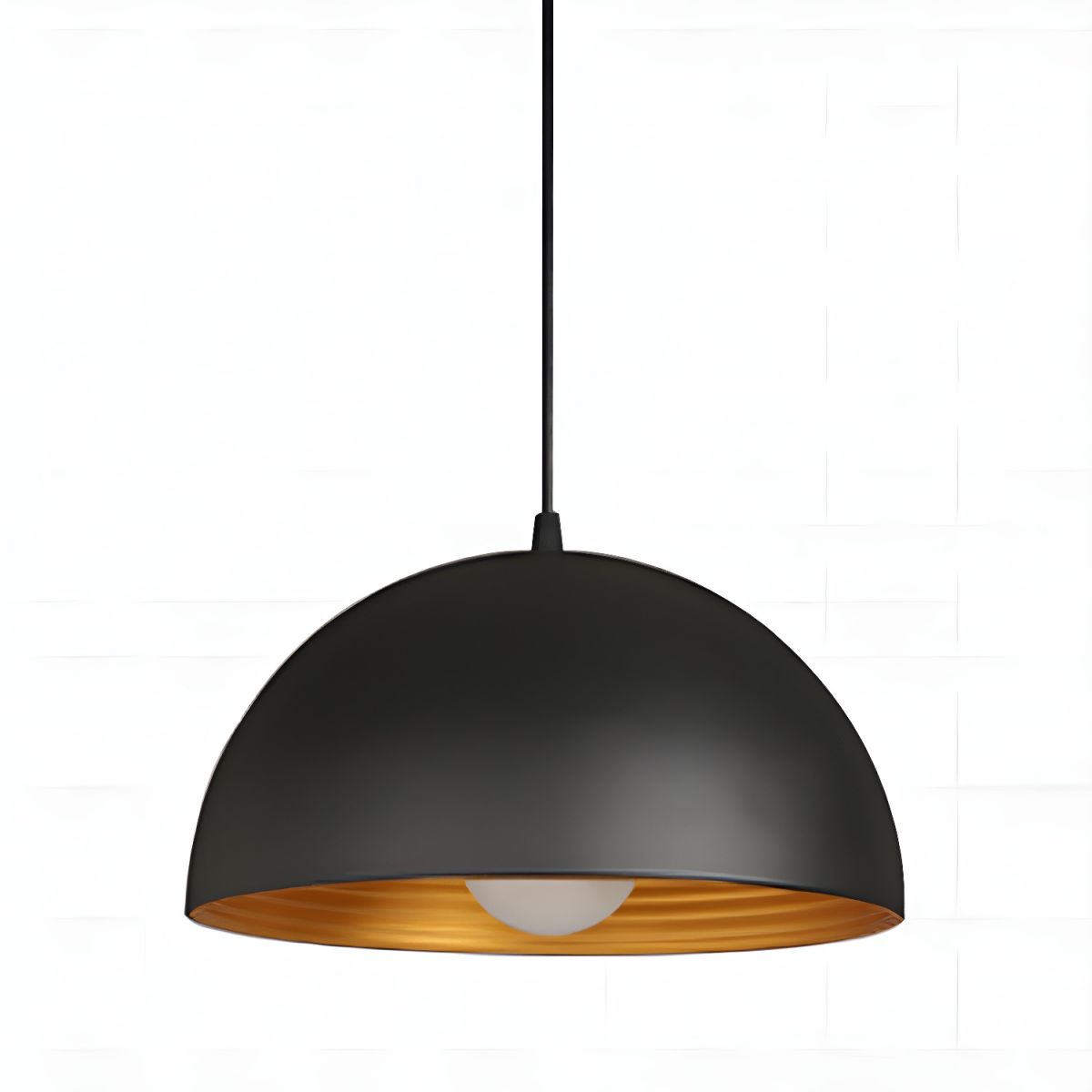 Dome Hanging Pendant Light Ribbed Interior | Living Room