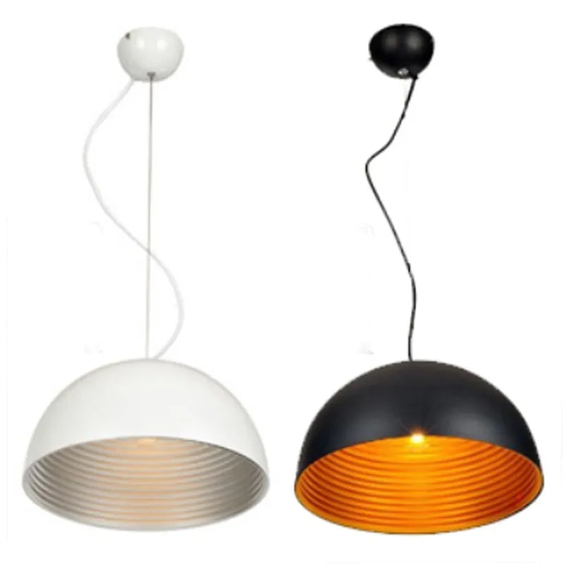 Dome Hanging Pendant Light Ribbed Interior | Living Room