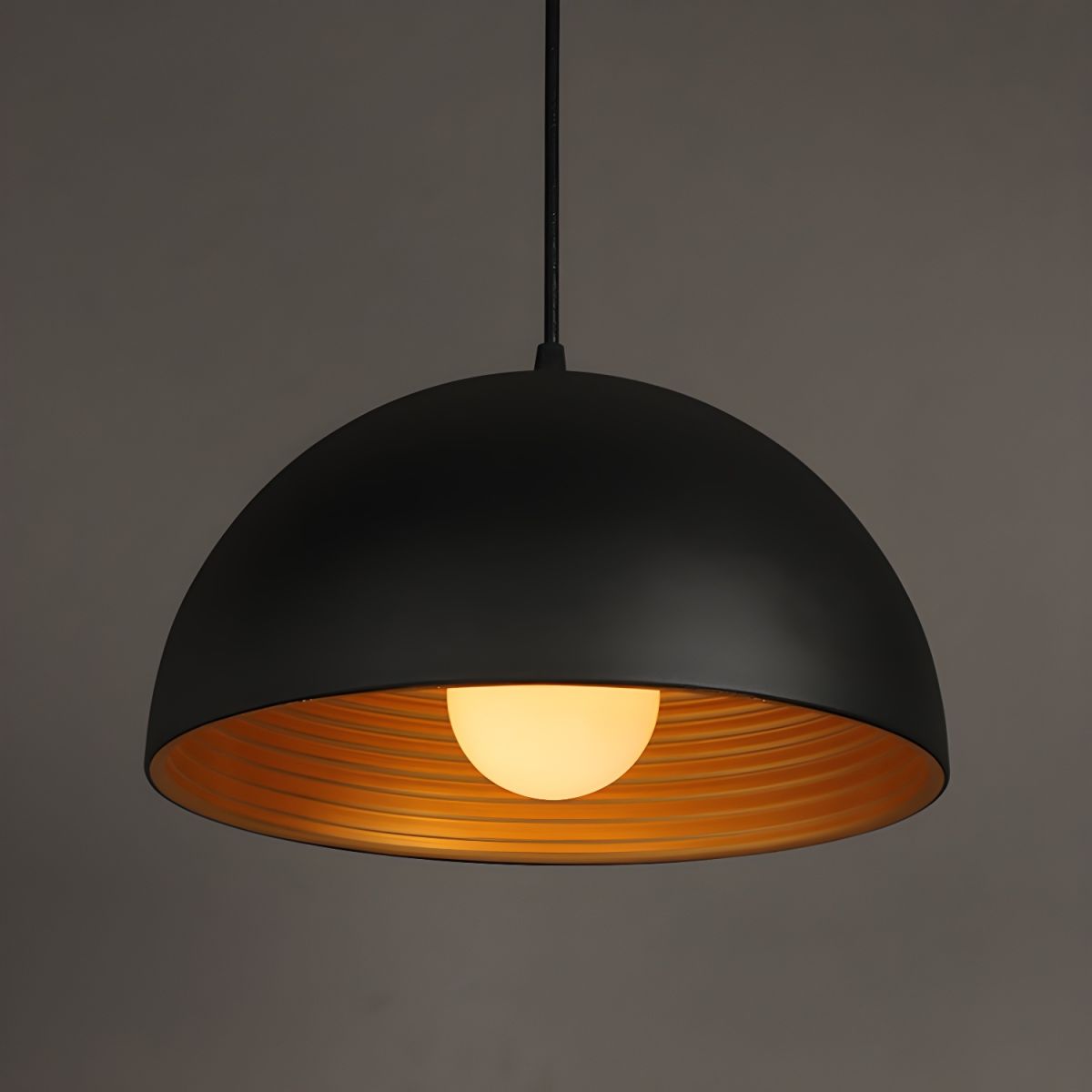 Dome Hanging Pendant Light Ribbed Interior | Living Room