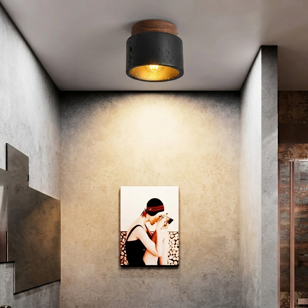 Drum Ceiling Light for Hallway | Rustic