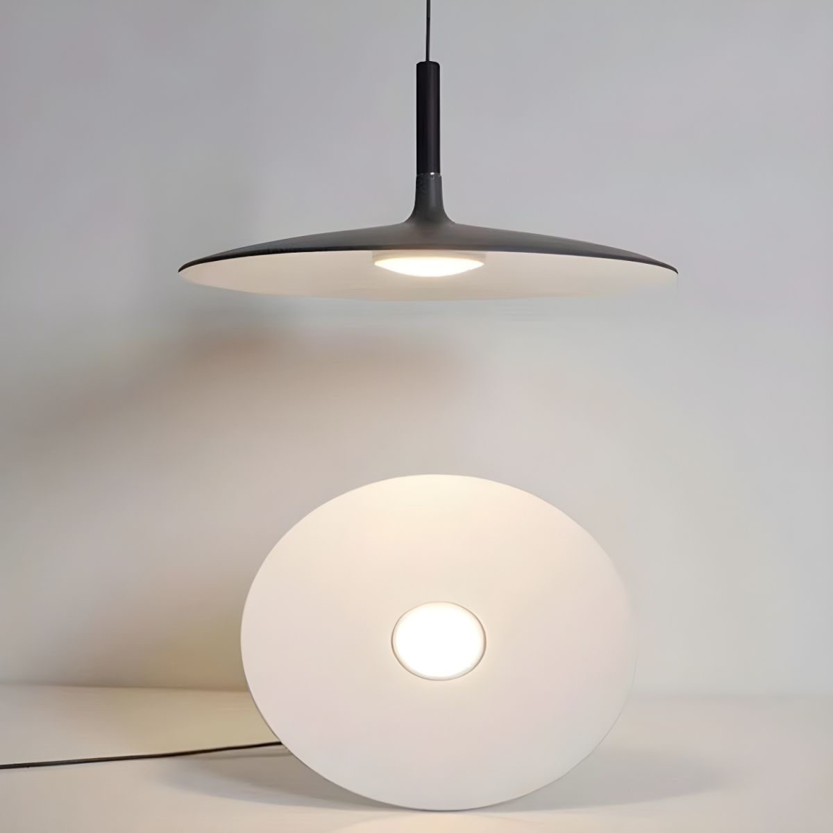 Flat Disc Hanging Pendant Light for Living Room | LED
