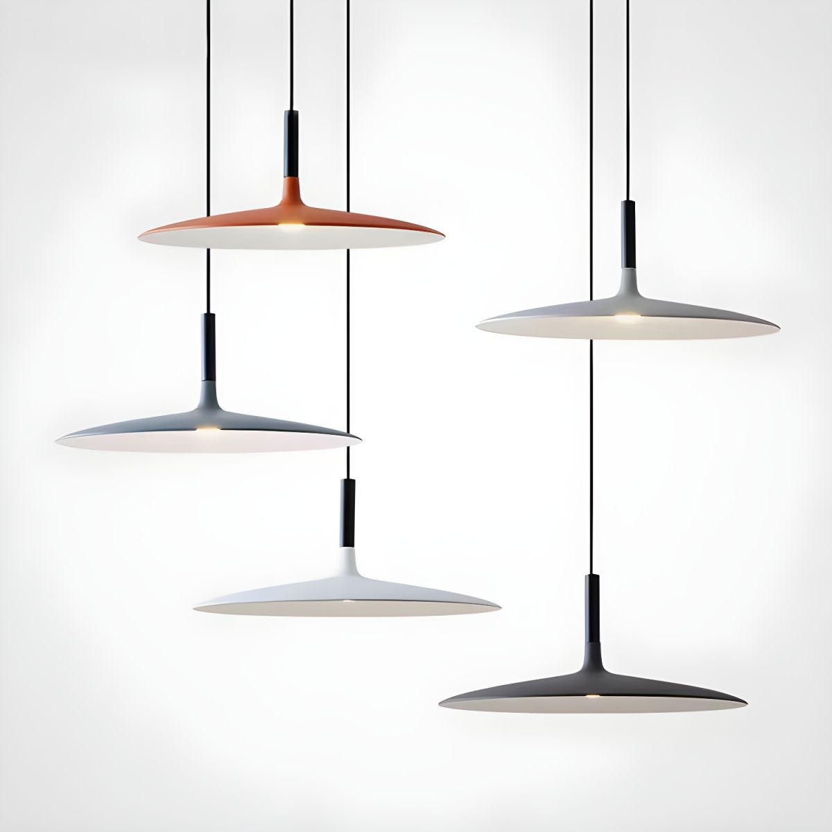 Flat Disc Hanging Pendant Light for Living Room | LED