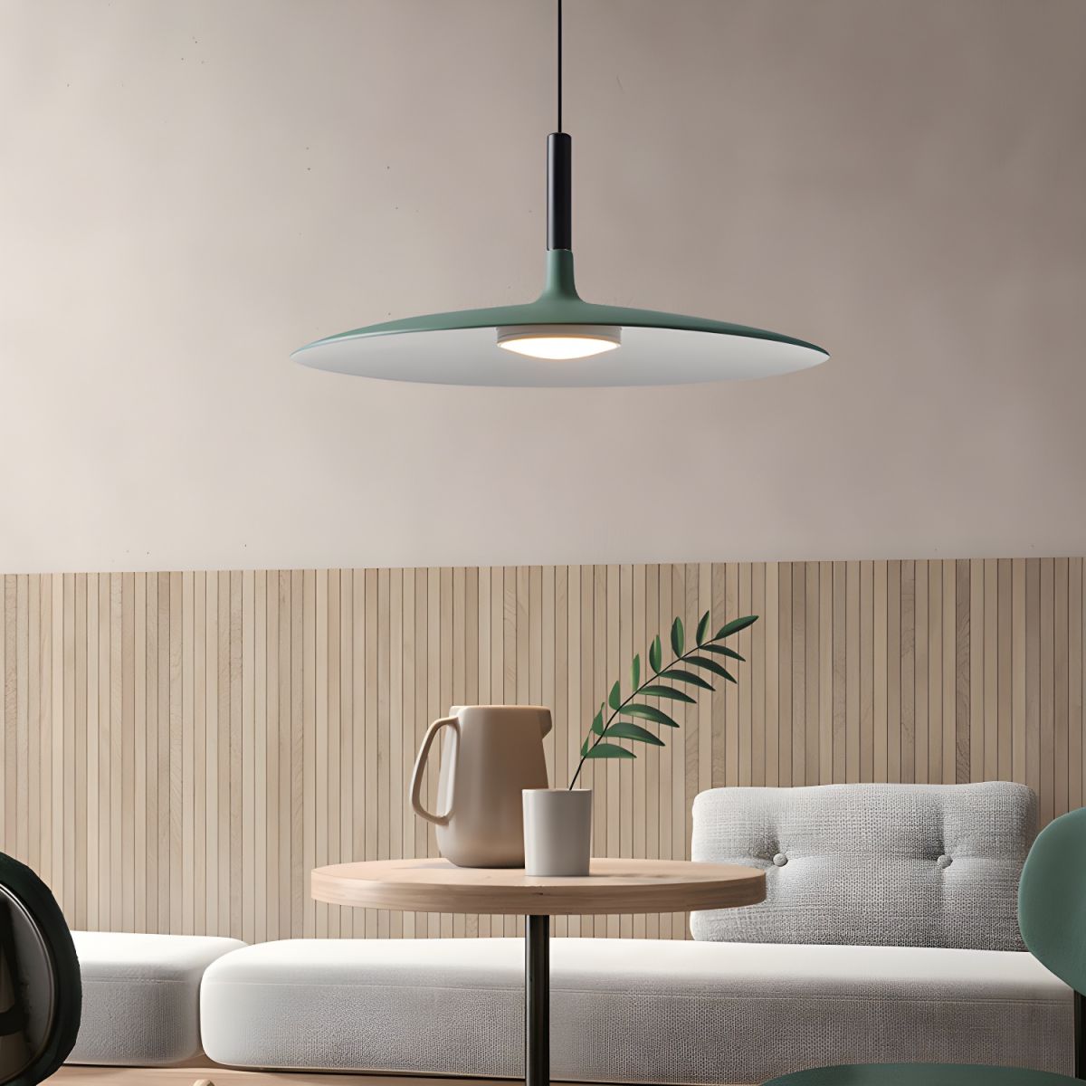 Flat Disc Hanging Pendant Light for Living Room | LED