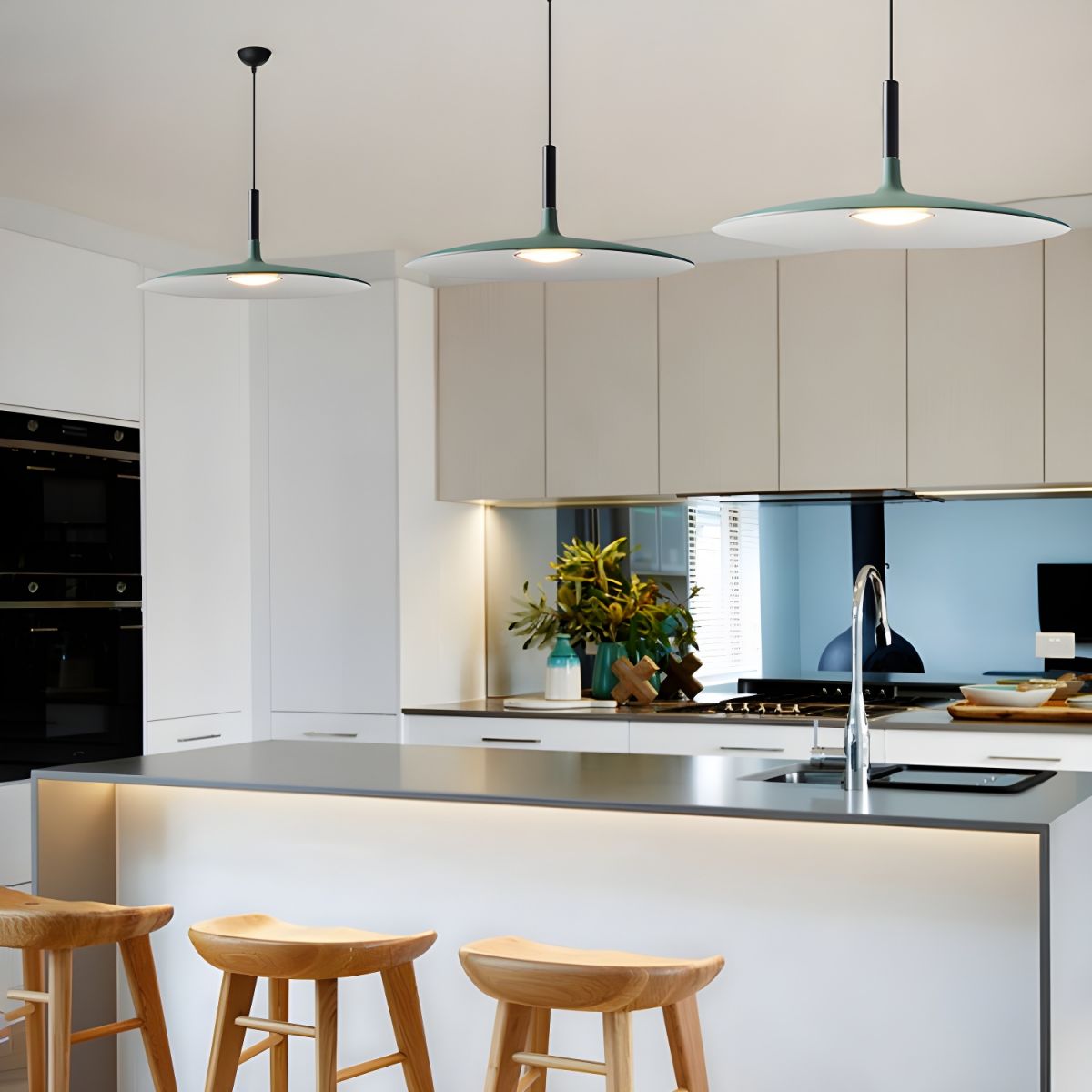 Flat Disc Hanging Pendant Light for Living Room | LED
