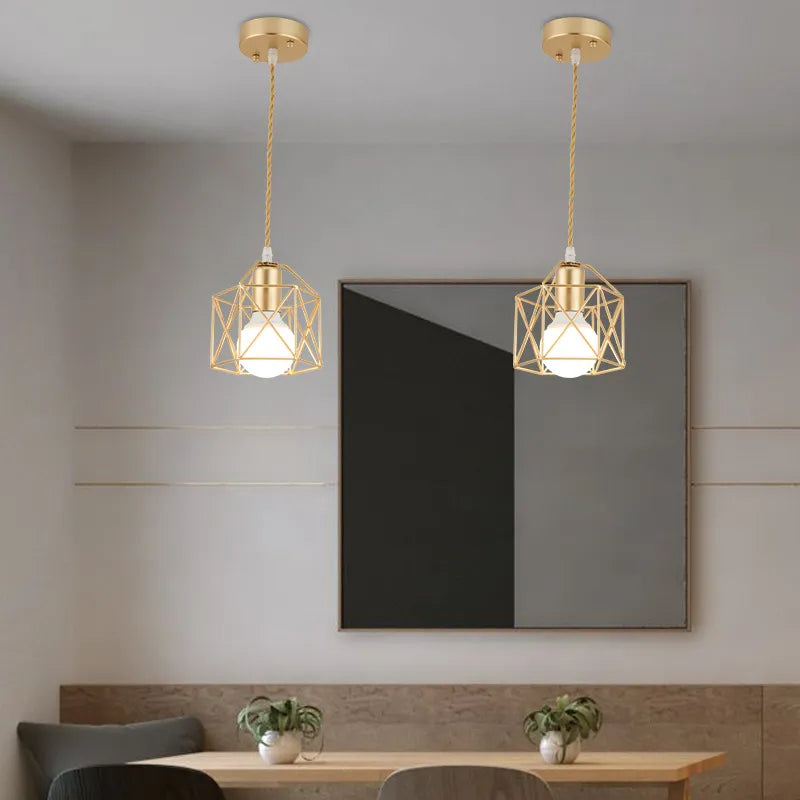 Geometric Hanging Pendant Light for Living Room | Industrial