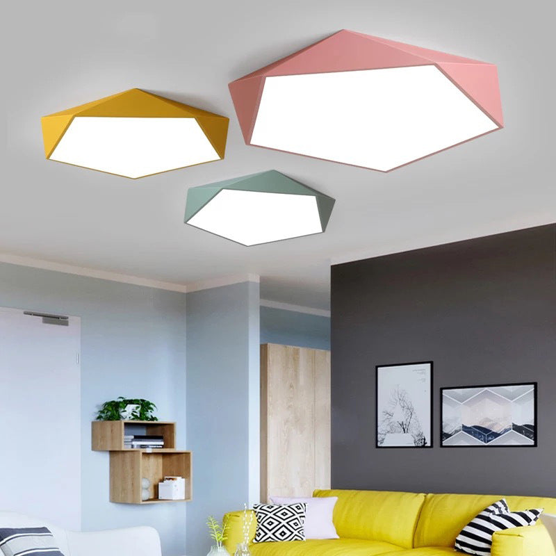 Geometric Macaron LED Ceiling Light for Bedroom | Kids