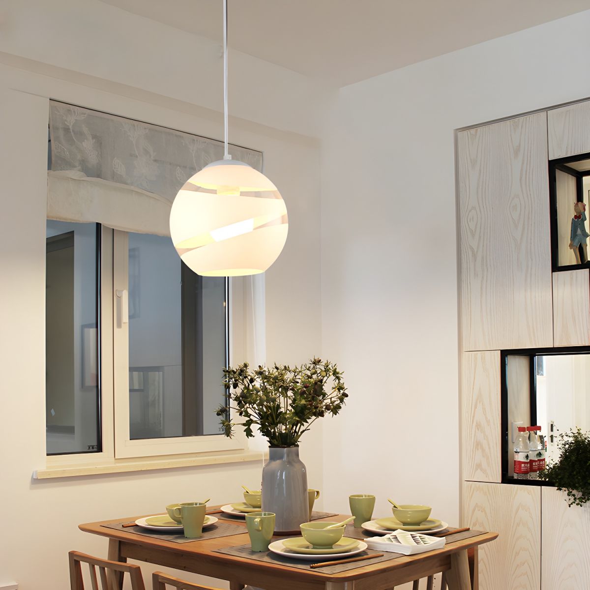 Globe Hanging Pendant Light Spiral Design | Living Room